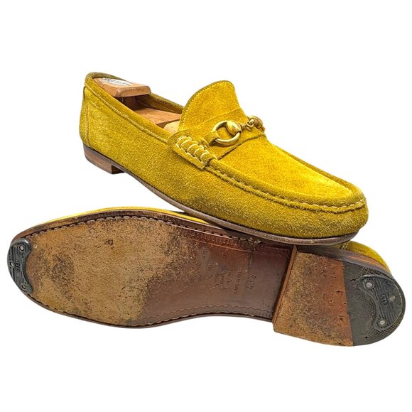 Retro Charles Jourdan Monseiur Galliano Yellow Suede Horsebit Loafers - Picture 7 of 10